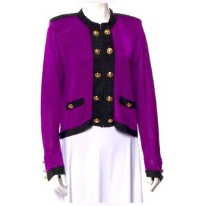 Milly Women's Purple military Jacket with Gold Button Accents